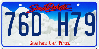 SD license plate 76DH79