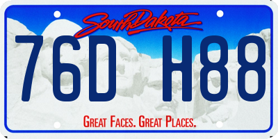 SD license plate 76DH88