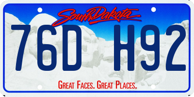 SD license plate 76DH92