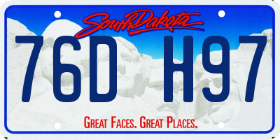 SD license plate 76DH97