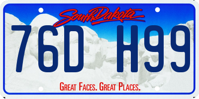SD license plate 76DH99