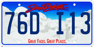 SD license plate 76DI13