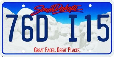 SD license plate 76DI15