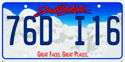 SD license plate 76DI16