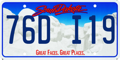 SD license plate 76DI19