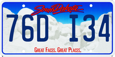 SD license plate 76DI34