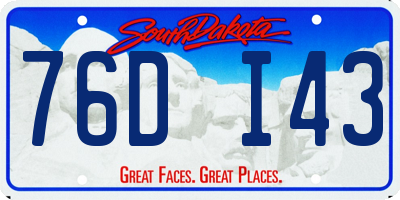 SD license plate 76DI43