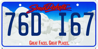 SD license plate 76DI67