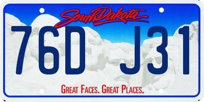 SD license plate 76DJ31