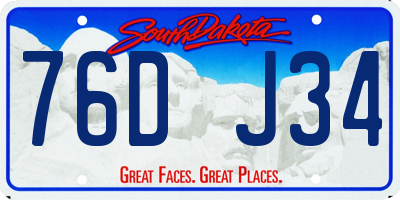 SD license plate 76DJ34