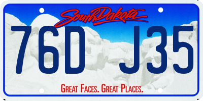 SD license plate 76DJ35