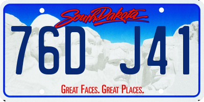 SD license plate 76DJ41