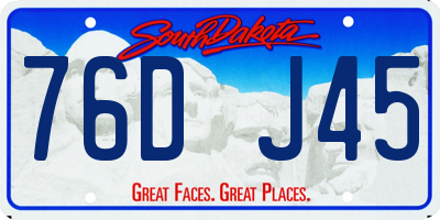 SD license plate 76DJ45