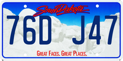 SD license plate 76DJ47