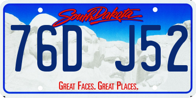 SD license plate 76DJ52