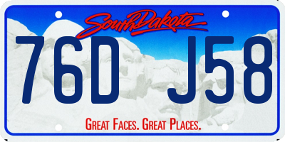 SD license plate 76DJ58