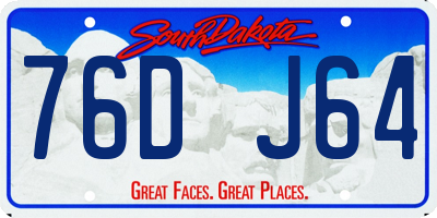 SD license plate 76DJ64