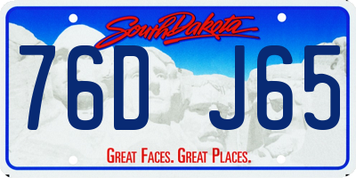 SD license plate 76DJ65