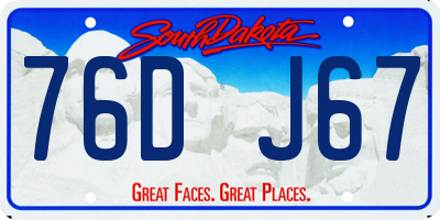 SD license plate 76DJ67