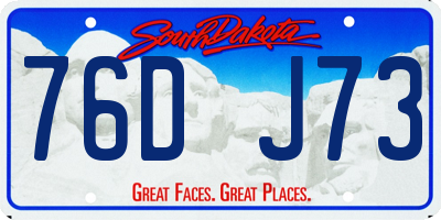 SD license plate 76DJ73