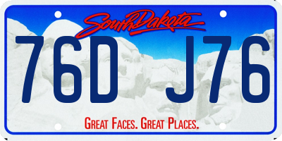 SD license plate 76DJ76
