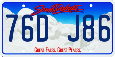 SD license plate 76DJ86
