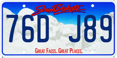 SD license plate 76DJ89