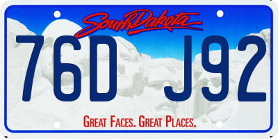 SD license plate 76DJ92