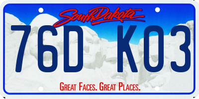 SD license plate 76DK03