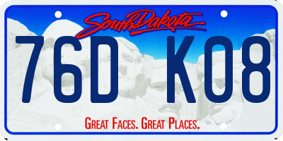 SD license plate 76DK08