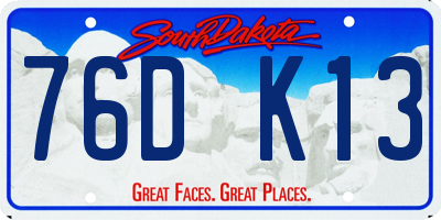 SD license plate 76DK13