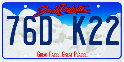 SD license plate 76DK22