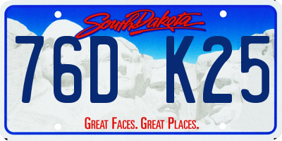 SD license plate 76DK25