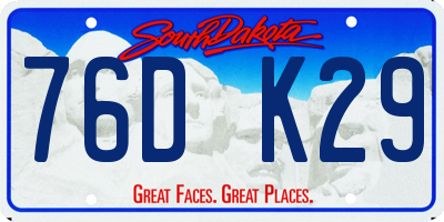 SD license plate 76DK29