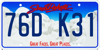 SD license plate 76DK31