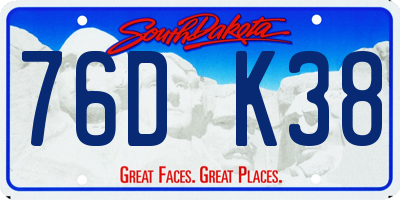 SD license plate 76DK38