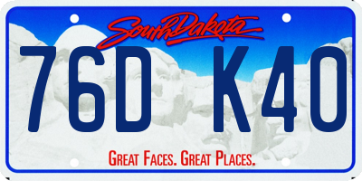 SD license plate 76DK40