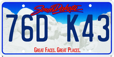SD license plate 76DK43