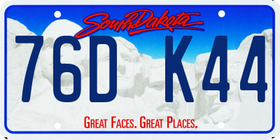 SD license plate 76DK44