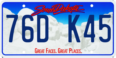 SD license plate 76DK45
