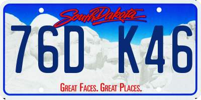 SD license plate 76DK46