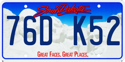 SD license plate 76DK52