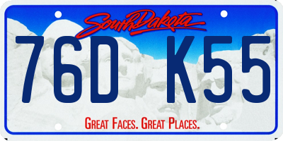 SD license plate 76DK55