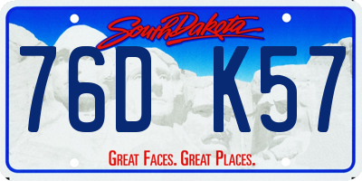 SD license plate 76DK57