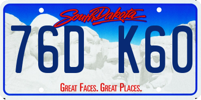 SD license plate 76DK60