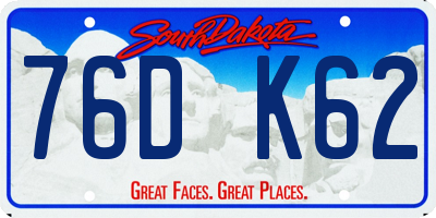 SD license plate 76DK62