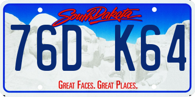 SD license plate 76DK64