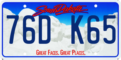SD license plate 76DK65