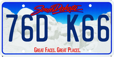 SD license plate 76DK66
