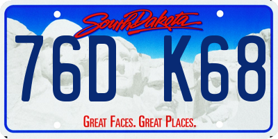 SD license plate 76DK68